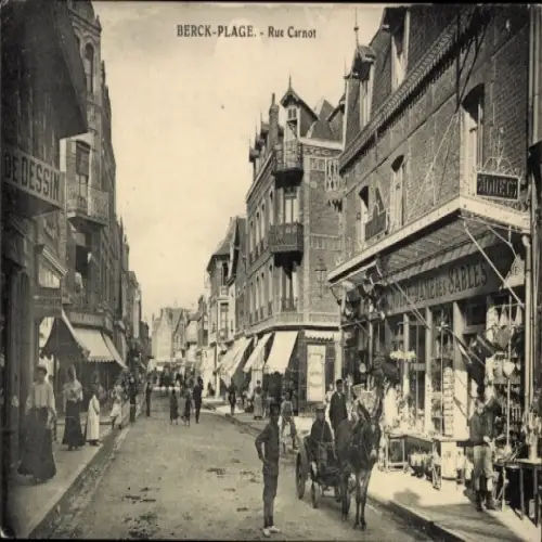 Ak Berck Plage Pas de Calais, Rue Carnot, Notre Dame des Sables