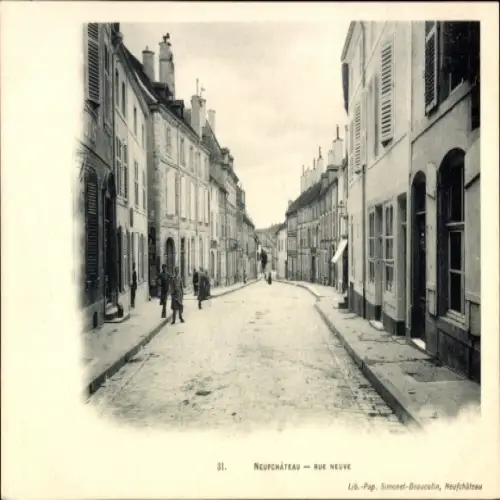 Ak Neufchâteau Lothringen Vosges, Rue neuve, Straßenpartie