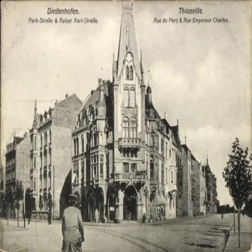 Ak Thionville Diedenhofen Lothringen Moselle,  Park-Straße, Kaiser Karl-Straße, Thionville, Rue d
