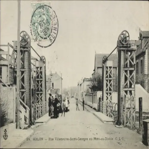 Ak Ablon Val de Marne, Brücke, Straße, Häuser, Menschen,  