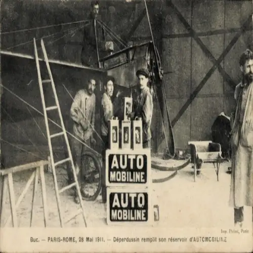 Ak Buc Yvelines, Auto Mobiline, Déperdussin, 28 Mai 1911, Paris-Rome, Männer in Werkstatt