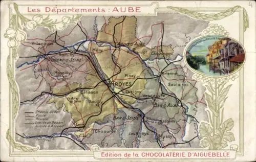Landkarten Ak Aube, Bar sur Seine, Bar sur Aube, Chocolaterie d'Aiguebelle