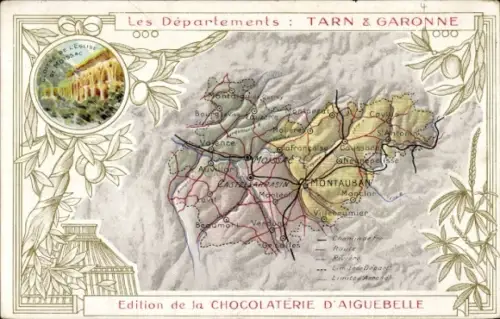 Landkarten Ak Tarn et Garonne, Moissac, Montauban, Chocolaterie d'Aiguebelle