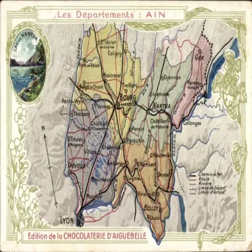 Landkarten Ak Departement Ain, Lac de Nantua, Chocolaterie d'Aiguebelle