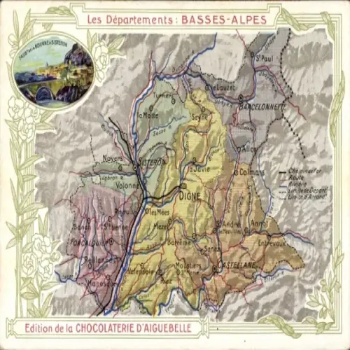 Landkarten Ak Sisteron Alpes de Haute Provence, Basses Alpes, Chocolaterie d'Aiguebelle