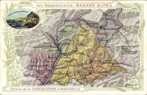 Landkarten Ak Sisteron Alpes de Haute Provence, Basses Alpes, Chocolaterie d'Aiguebelle