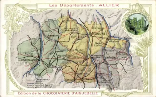 Landkarten Ak Agonges Allier, Departements, Chocolaterie d'Aiguebelle, Ruine