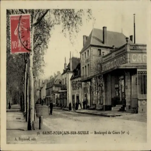 Ak Saint Pourcain sur Sioule Allier, Boulevard du Cours, Cafe du Cours