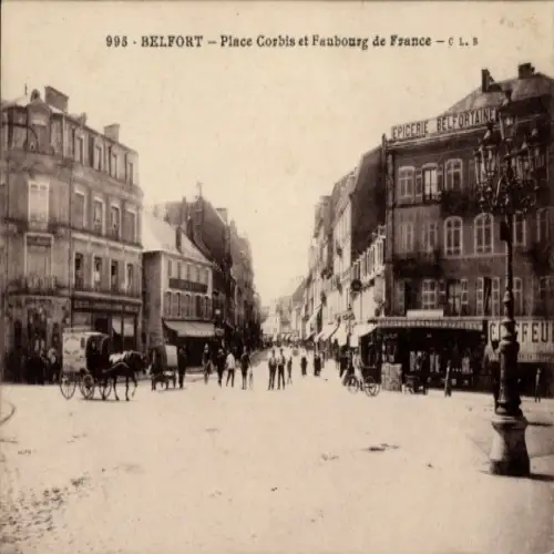 Ak Belfort Beffert Beffort Territoire de Belfort, Platz Corbis, Faubourg de France, Geschäfte, Pf