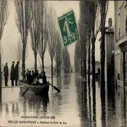 Ak Issy les Moulineaux Hauts de Seine, Inondations Janvier 1910, Boulevard du Point du Jour