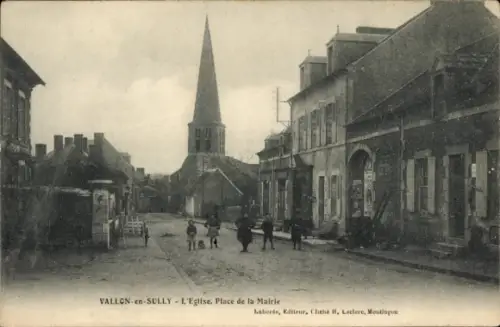Ak Vallon en Sully Allier, Kirche, Rathausplatz
