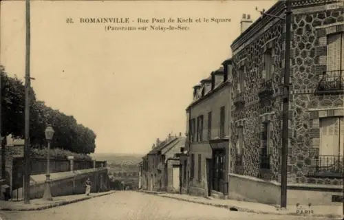 Ak Romainville Seine Saint Denis, Panorama, Rue Paul de Koch, Square, F. Paris