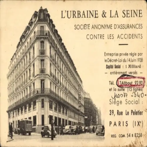 Ak Paris IX, L'Urbaine & La Seine, Versicherungsagentur