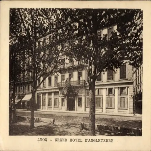 Ak Lyon Rhône, Grand Hotel d'Angleterre, Hotel Dangleierre, Schwarz-Weiß-Foto
