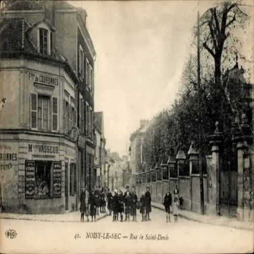 Ak Noisy le Sec Seine Saint Denis, Rue de Saint Denis, Geschäft, Kinder