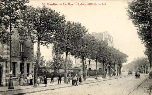 Ak Pantin Seine Saint Denis, La Rue d'Aubervilliers, Straßenpartie, Kinder