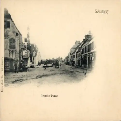 Ak Giromagny Schermenei Territoire de Belfort, Grande Place