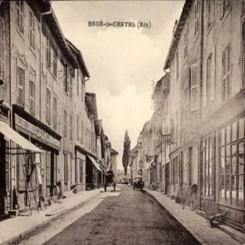 Ak Bagé le Chatel Ain, une rue, Casino