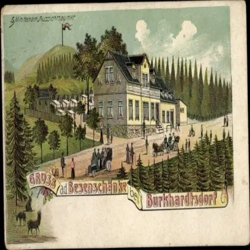 Litho Burkhardtsdorf im Erzgebirge, Gastwirtschaft Besenschänke