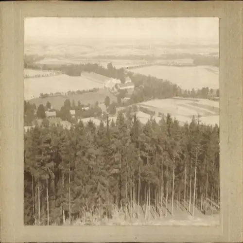 Foto Wohla Elstra Oberlausitz, Schloss Wohla vom Kälberberg gesehen