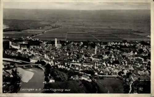 Ak Lauingen an der Donau Schwäbische Alb, Fliegeraufnahme