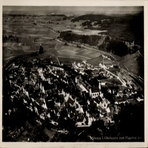 Ak Schongau am Lech Oberbayern, Luftaufnahme von  bayerische Landschaft,  Architektur