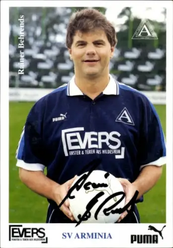 Autogrammkarte Trainer Rainer Behrends, SV Arminia Hannover, Autogramm