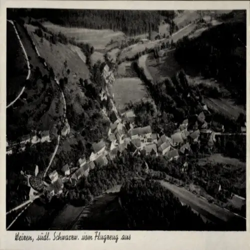 Ak Weizen Stühlingen im Schwarzwald, Fliegeraufnahme