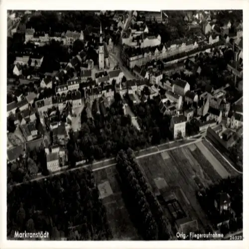 Ak Markranstädt in Sachsen, Aerial view of  vintage postcard, black and white