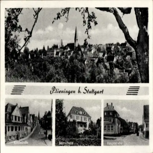 Ak Plieningen Stuttgart in Württemberg, Vorderansicht der Stadt Plieningen, Kirchstraße, Hauptstr
