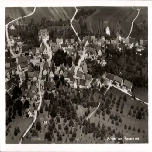 Ak Auingen Münsingen in Württemberg, Luftaufnahme von  Wohnhäuser, Landschaft