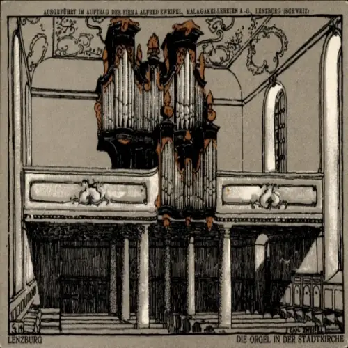 Künstler Ak Lenzburg Kanton Aargau, Orgel in der Stadtkirche