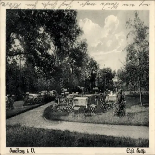 Ak Sandkrug Hatten in Oldenburg, Cafe Settje, Garten