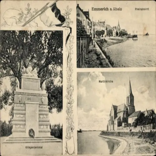 Ak Emmerich am Niederrhein, Kriegerdenkmal, Martinikirche
