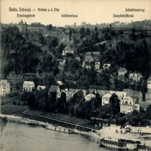 Ak Wehlen an der Elbe Sachsen, Schießhausberg, Salondampfer