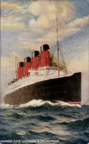 Ak Dampfer RMS Lusitania, Mauretania, Cunard Line