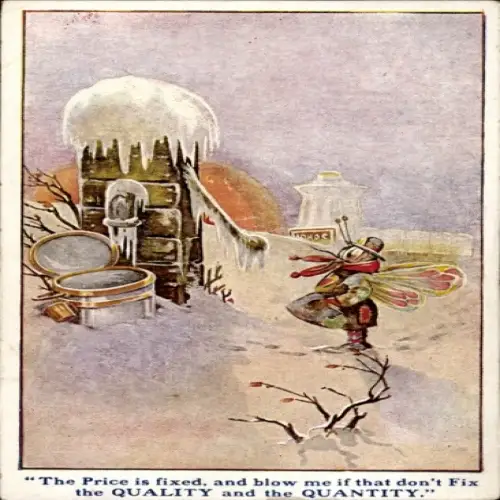 Ak Vermenschlichte Hummeln, Schnee, Winter, Verschneiter Turm