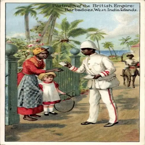Künstler Ak Barbados, Westindische Inseln, Postbeamte des Britischen Empire, Briefträger