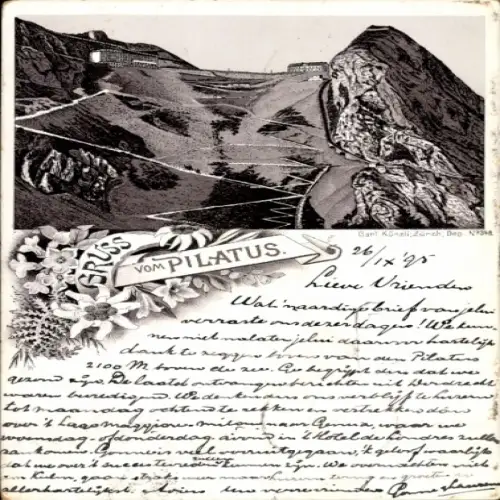 Vorläufer Litho Kanton Luzern Schweiz, Pilatus, Serpentinenstraße, Gasthaus