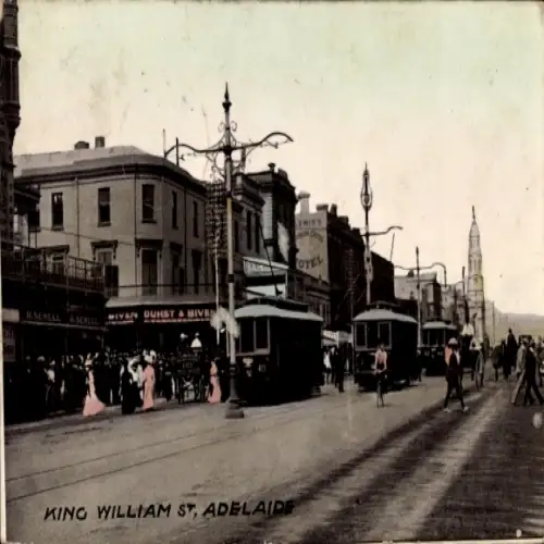 Ak Adelaide South Australia, King William Street, Straßenbahn