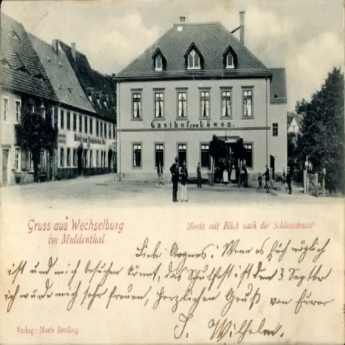 Ak Wechselburg in Sachsen, Markt, Schlossstraße, Gasthof zum Löwen