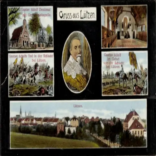 Ak Lützen im Burgenlandkreis, König Gustav II. Adolf, Schlacht, Denkmal