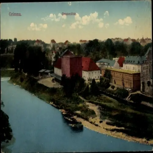 Ak Grimma in Sachsen, Gesamtansicht, Großmühle