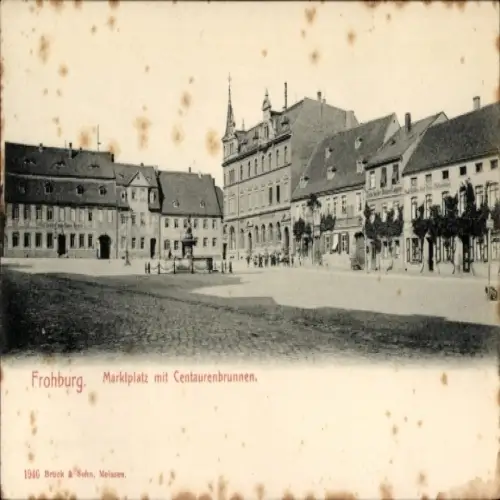 Ak Frohburg in Sachsen, Marktplatz, Centaurenbrunnen