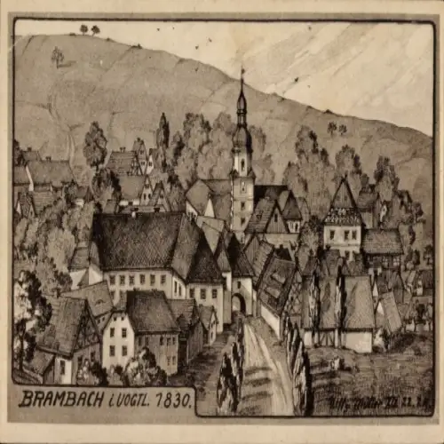 Künstler Ak Bad Brambach im Vogtland, Gesamtansicht