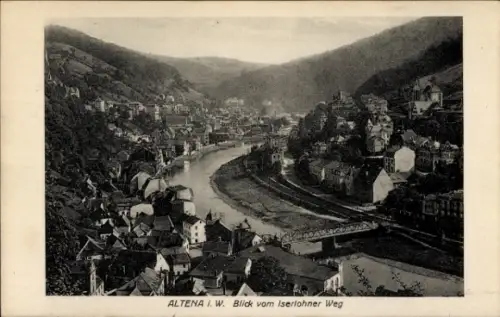 Ak Altena in Westfalen, Gesamtansicht, Iserlohner Weg