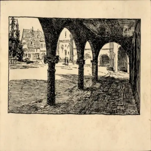 Künstler Ak Freudenstadt im Schwarzwald, Marktplatz, Arkaden