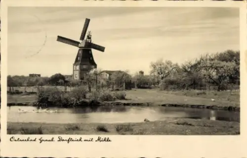 Ak Ostseebad Graal Müritz, Dorfteich, Mühle