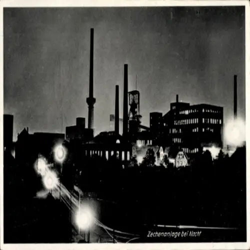 Ak Zechenanlage bei Nacht