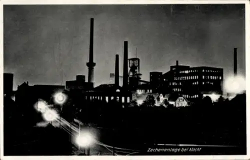 Ak Zechenanlage bei Nacht